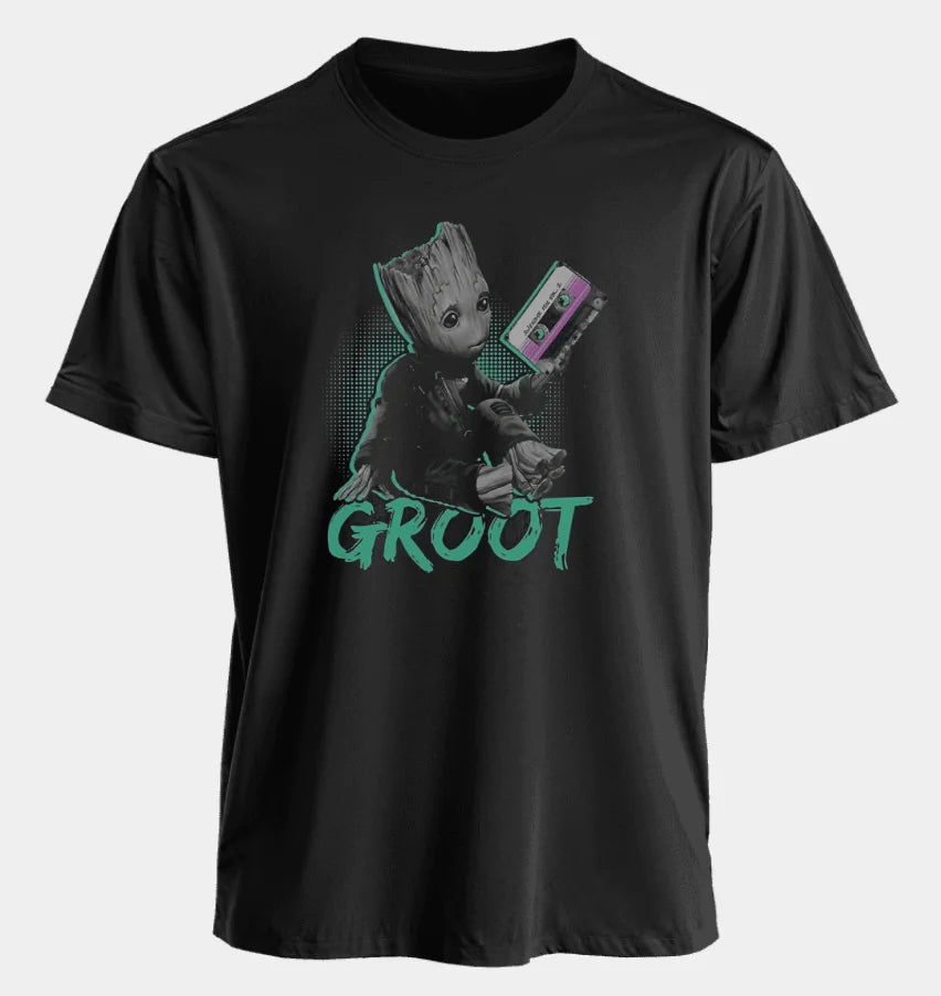 Marvel Men's and Women's T-shirts Groot Summer American Spring and Autumn New Classic Oversized Sporty Style Short-sleeved
