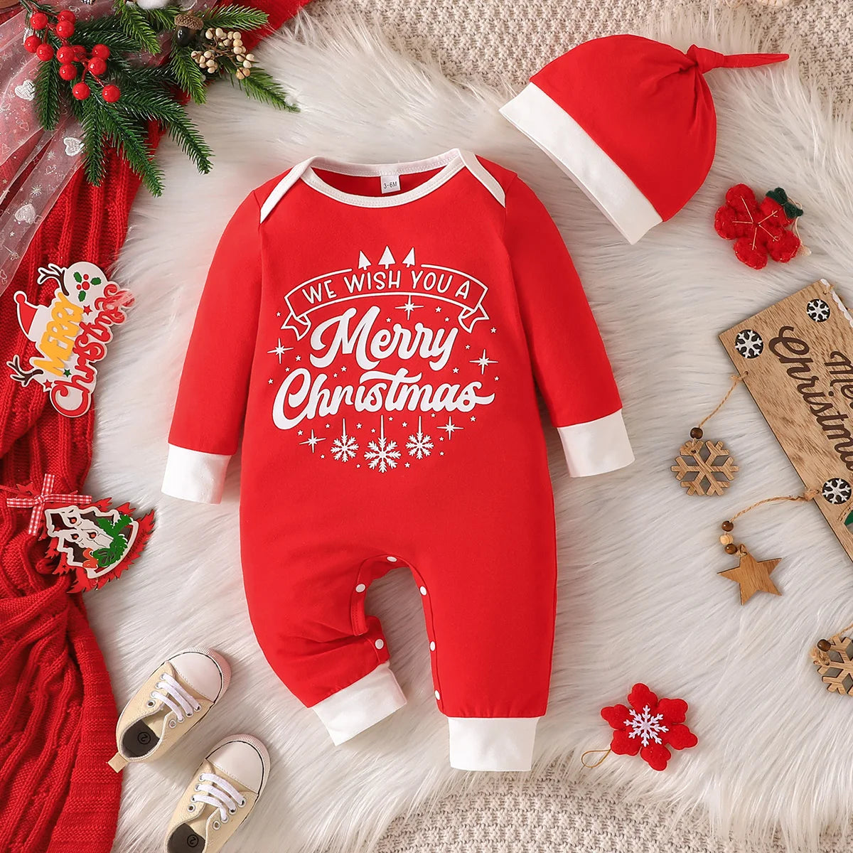 Prowow Baby Christmas Clothes 2025 Cartoon Pattern Green Romper Xmas Jumpsuit For Kids Newborn New Year Baby Costume Boy Girls