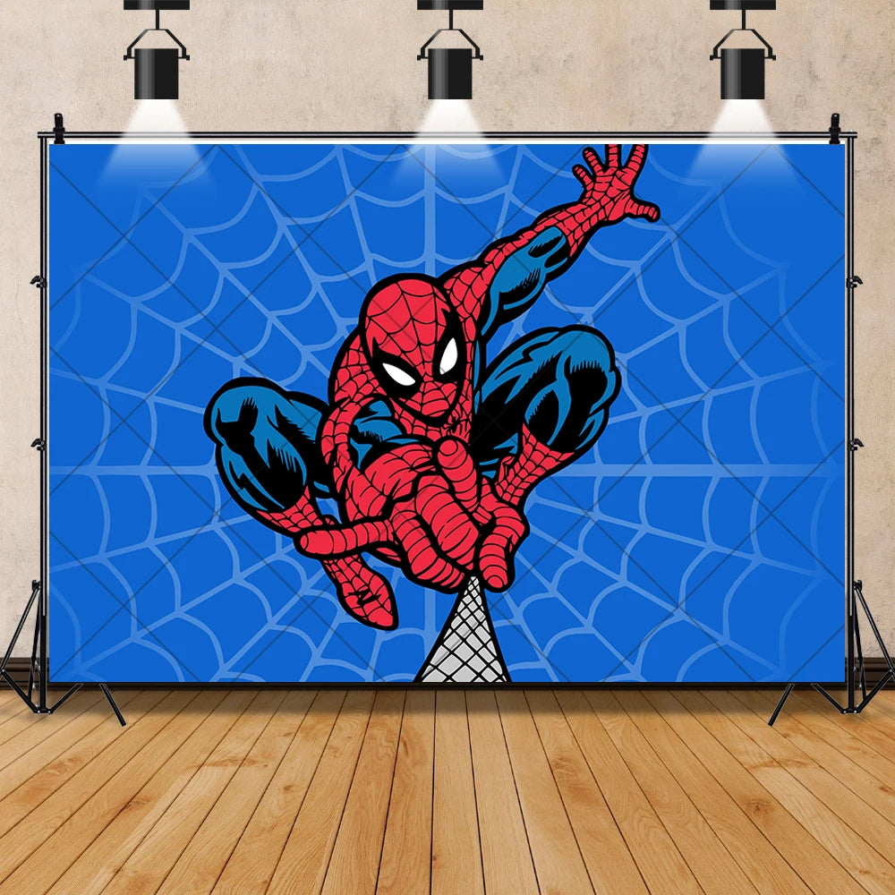 Marvel Kid Spidey And His Amazing Friends Photography Background Custom SpiderMan Boy Birthday Party Baby Shower Decor Poster