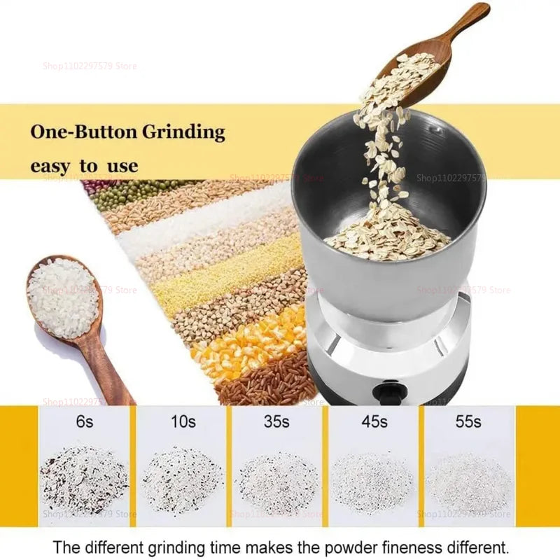Electric Coffee Grinder Spice Pepper Grain Mill 4-Blade Mini 300ml Ultra-Fine Grind For Baby Food Home Kitchen