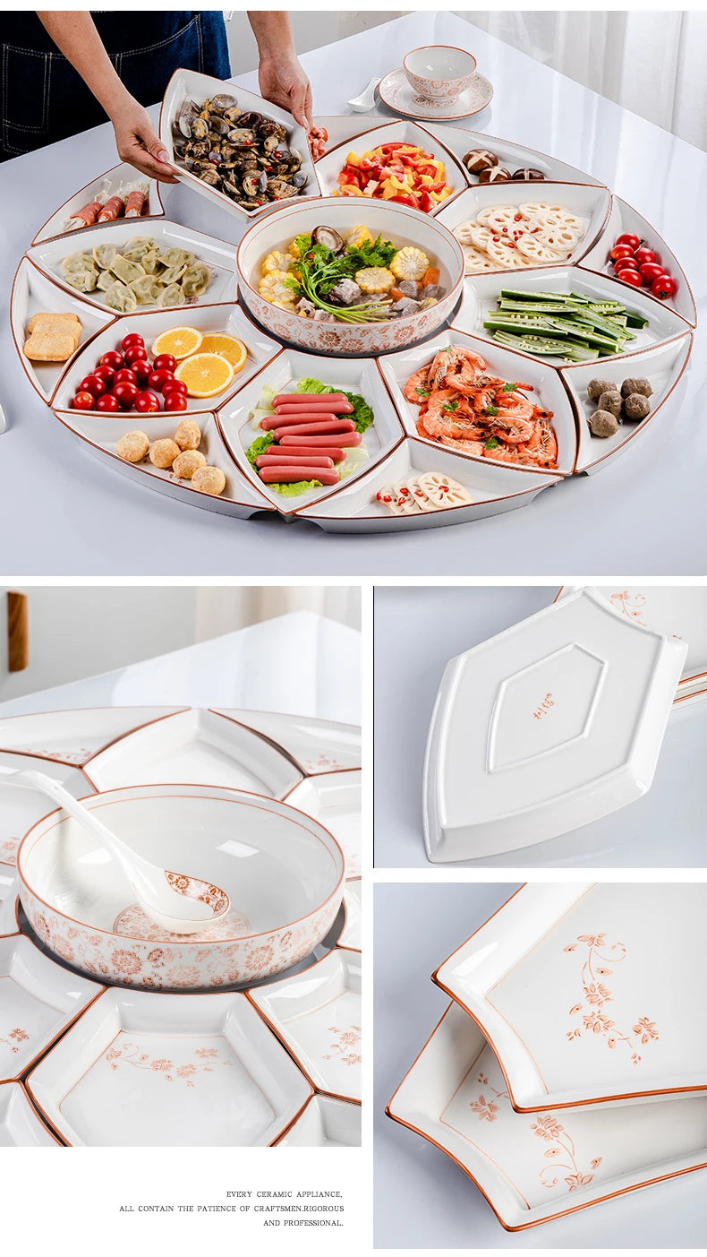 Vintage Ceramic Plate Set Microwaveable Dining Bowls Home Dinnerware Plates Set Dishes Full Tableware Pratos De Jantar Dishes