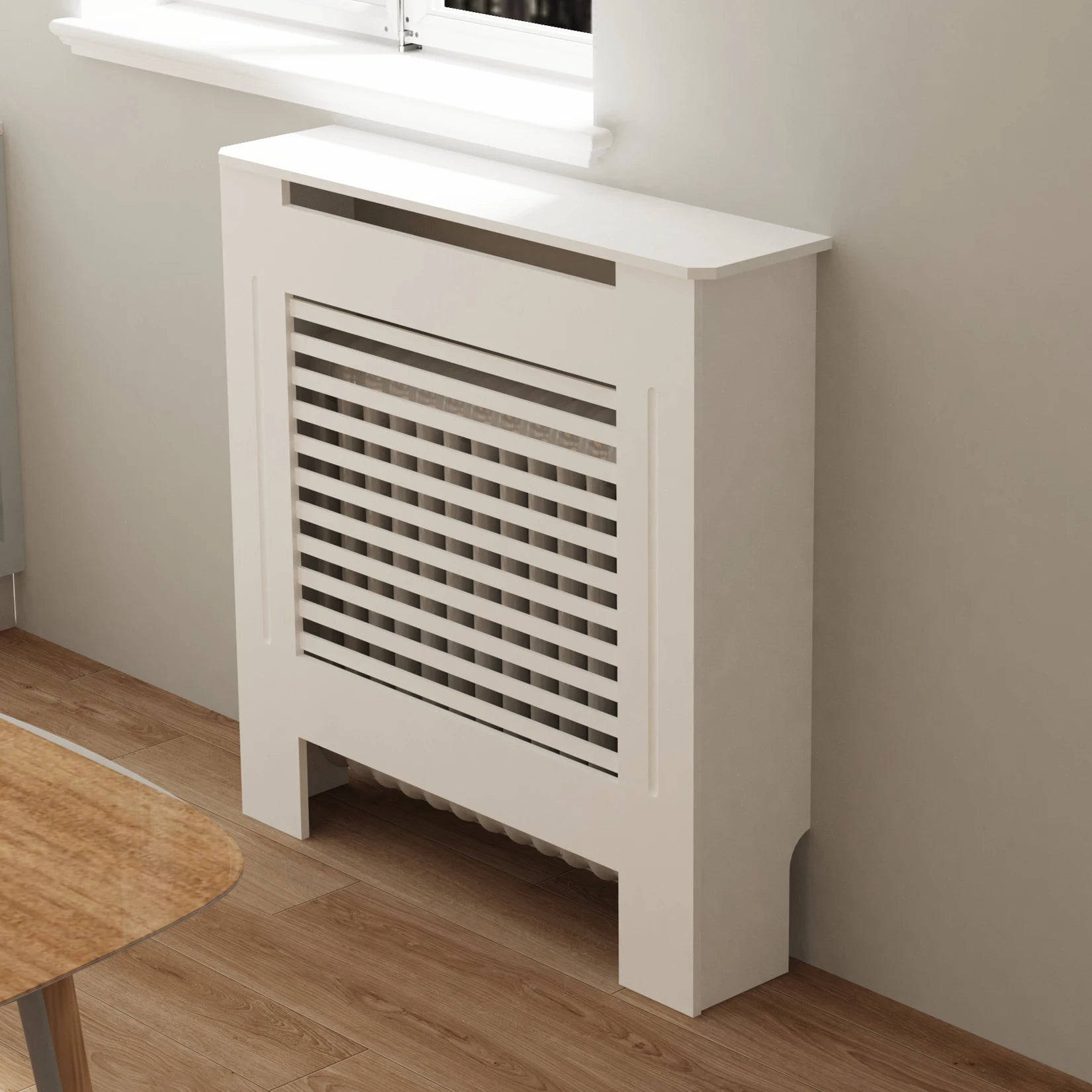 Wood Radiator Cover Cabinet White Horizontal Slat Heater Covers Modern Tall Radiator Shelf