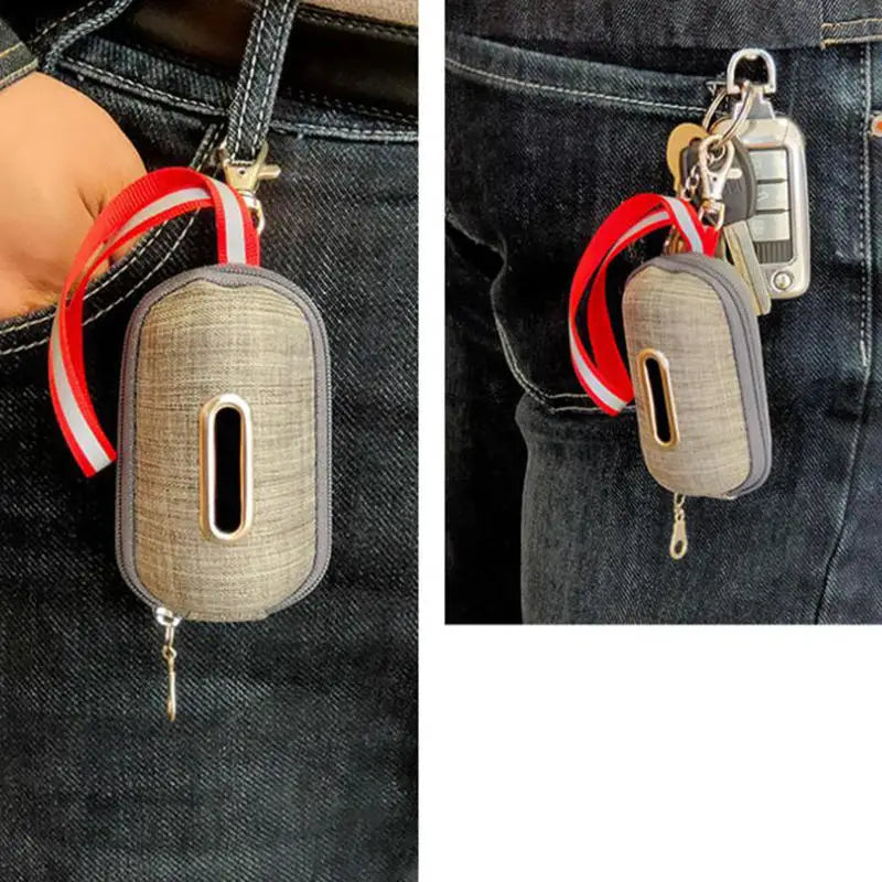 1/5pcs Canvas Dog Poop Bag Holder Outdoor Pet Waste Bag Dispenser with Carabiner Clip Animal Waste Collection Pouch