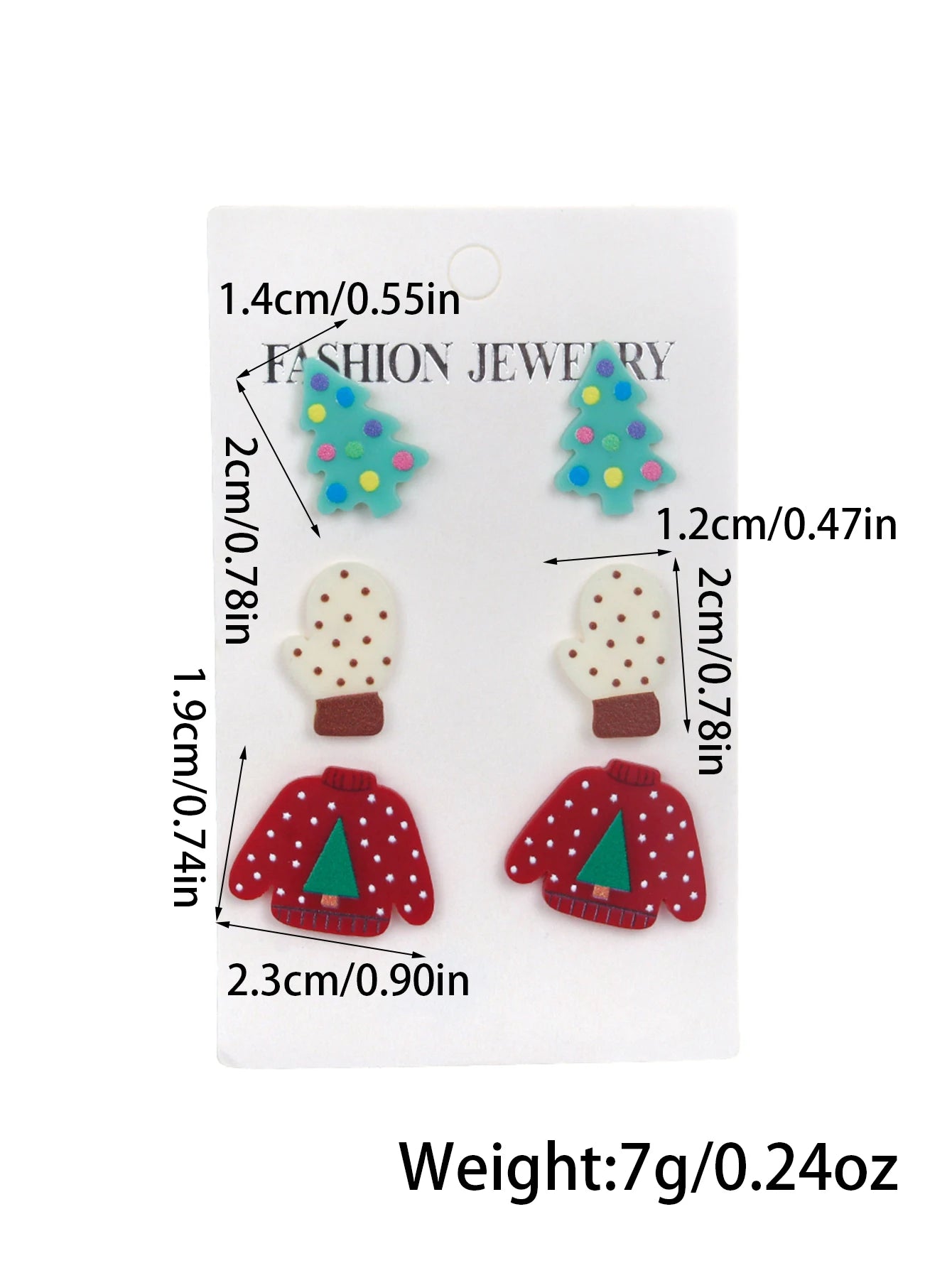 WELBACK 1 Set of 3 Pairs Women's Fashion Earrings Gingerbread Man Christmas Tree and Snowman Design Perfect Holiday Gift