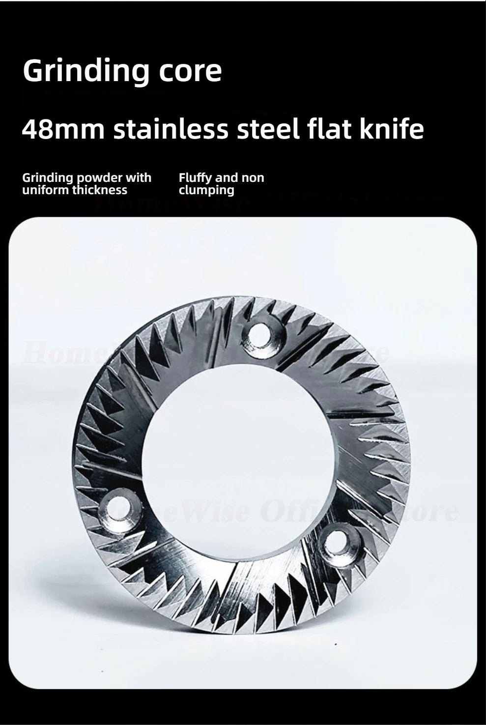 HomeWise G1004A Electric Coffee Grinder 48mm Flat Burr Plasma Anti-Static for Espresso Pour Over French Press Coffee Mill