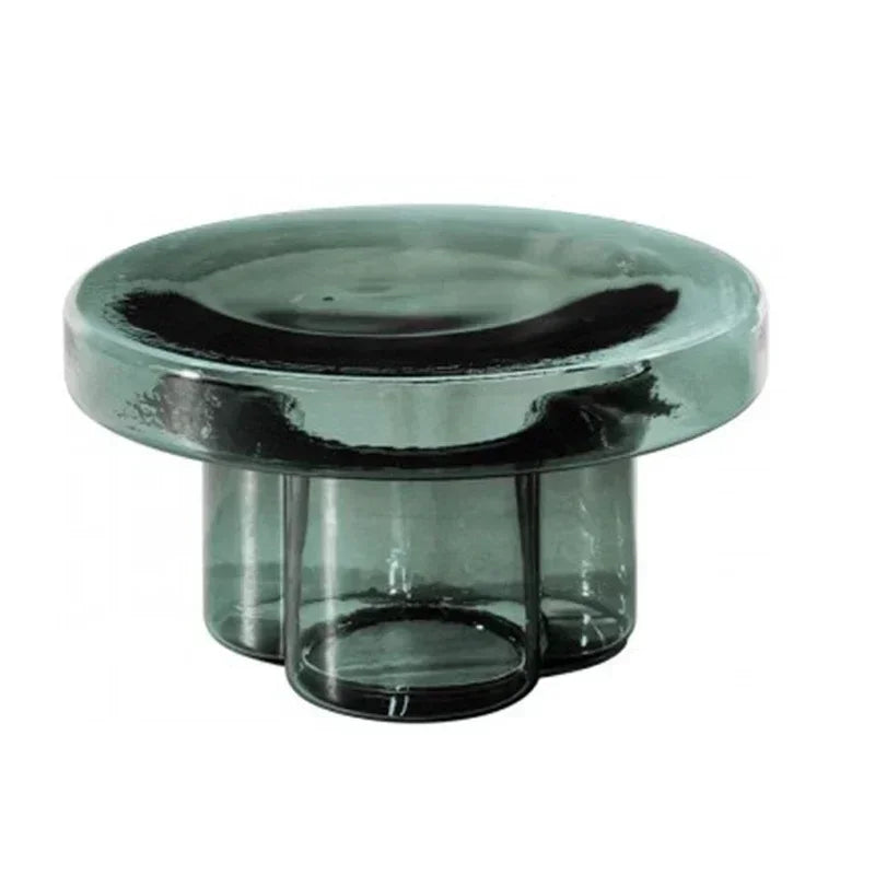 Verre Transparent café moderne rond chevet nordique pétale côté salon meubles créatifs Table ronde