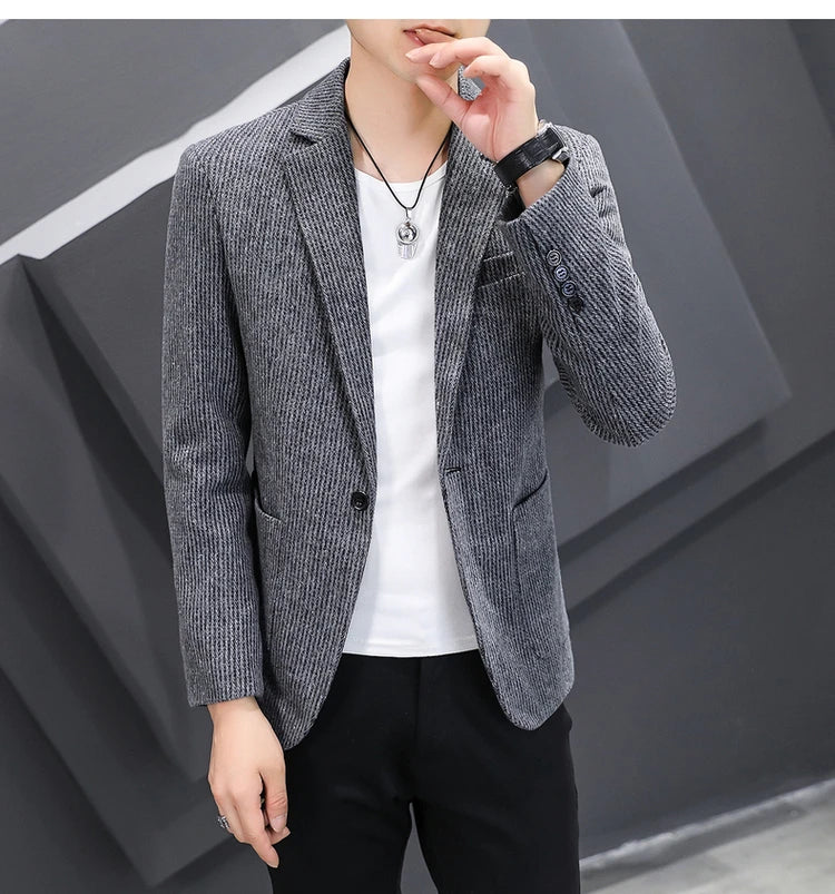 Nouveau Blazer pour homme mode Gentleman slim laine