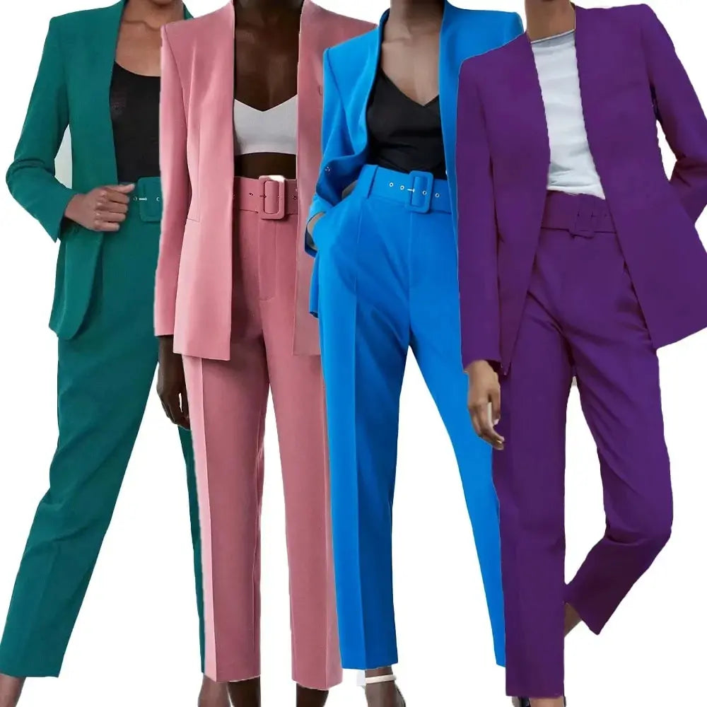 Ensemble 2 pièces pantalon taille haute et veste de bureau