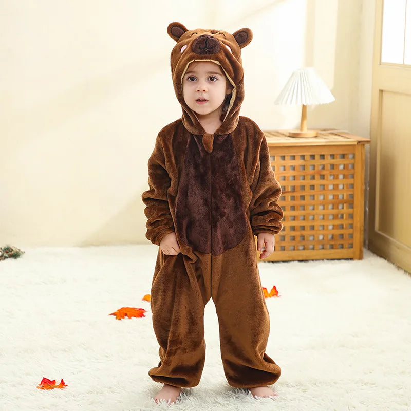Winter Baby Rompers Baby Pijamas Halloween Ghost Bat Shark Deer Animal Cartoon Hooded Jumpsuits Cosplay Costume Boys Girl Pajama