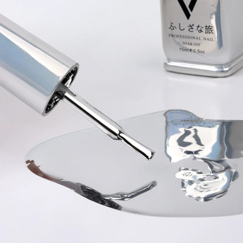 Vernis à ongles argent miroir métallique
