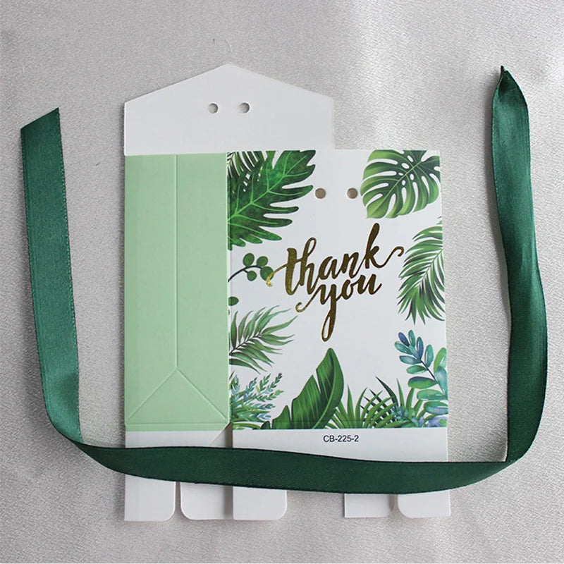 10/20pcs Thank You Candy Gift Box Green Leaf Cookie Chocolate Packaging Bag Wedding Favors for Guest Birthday Party Decor Supply