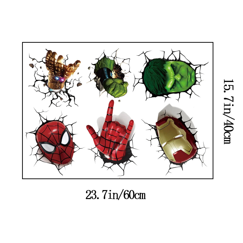 3D superhero spider wallpaper stickers for children's rooms, boys' bedrooms, self-adhesive home wall decorations, vinyl stickers