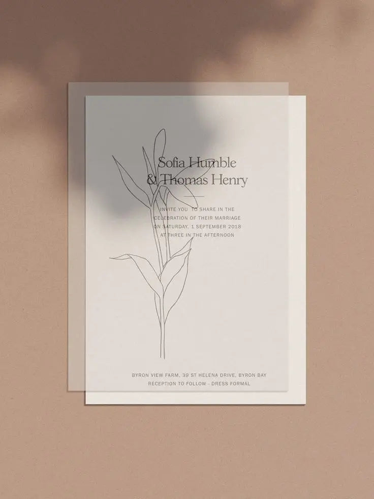 Custom Vellum Personalized Wedding Invitation Thank You Card Sate The Date Greetings Design Print DIY Menu Bridal Shower Birthda