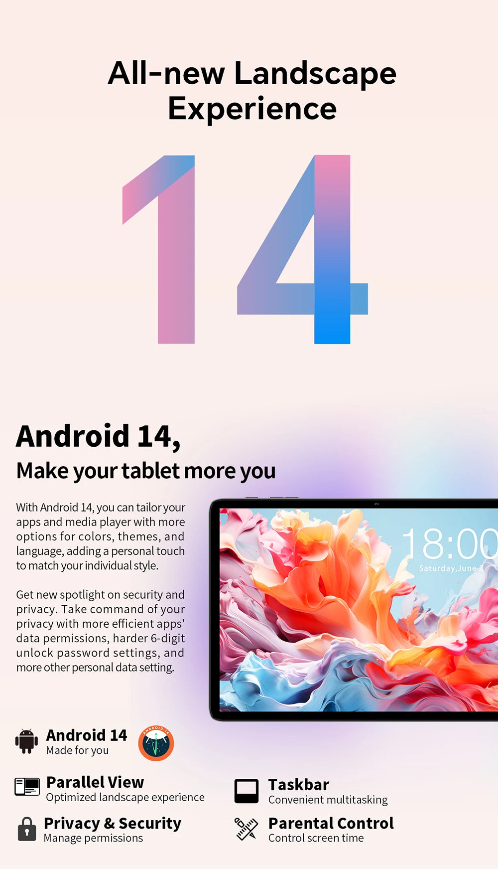 Teclast P30T Set 10.1" Tablet Android 14 T606 8-core Max 12GB RAM 128GB ROM 6000mAh Keyboard/Case/Mouse/Stylus/Headphone/Stand