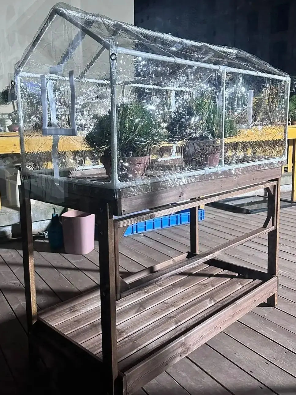 Outdoor crop shed, plant protection tent with zipper doors,windows, vegetable Bottom without film