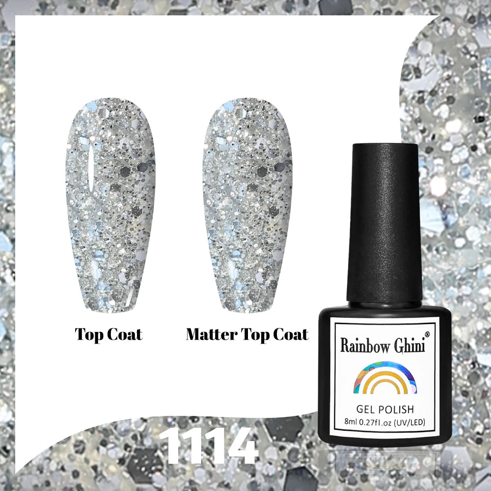 Gel Vernis à ongles semis permanents Paillettes 8Ml 150 couleurs