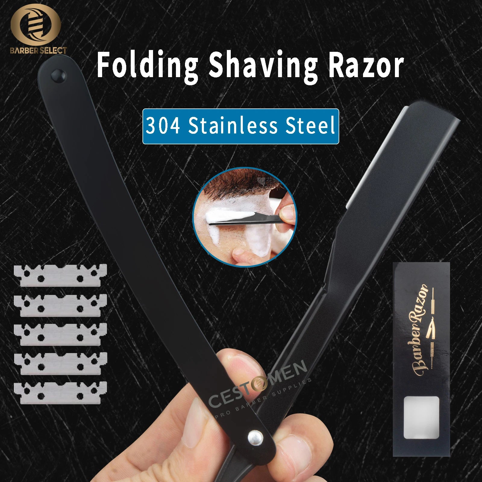 Rasoir de barbier coupe de cheveux barbe sourcils rasage outils dépilation manuelle rasoirs à bords droits