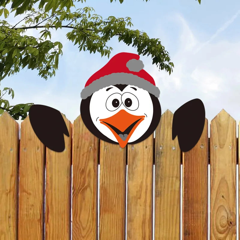 Christmas Fence Wooden Signboard Santa Claus Reindeer Snowman Grinch Decoration Courtyard Garden Handmade