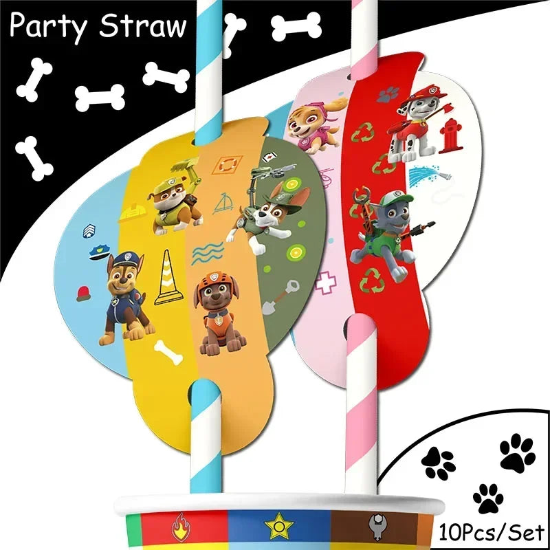 paw patrol rubble theme animals party supplies decorations kids birthday disposable tableware plate tablecloth party theme favor