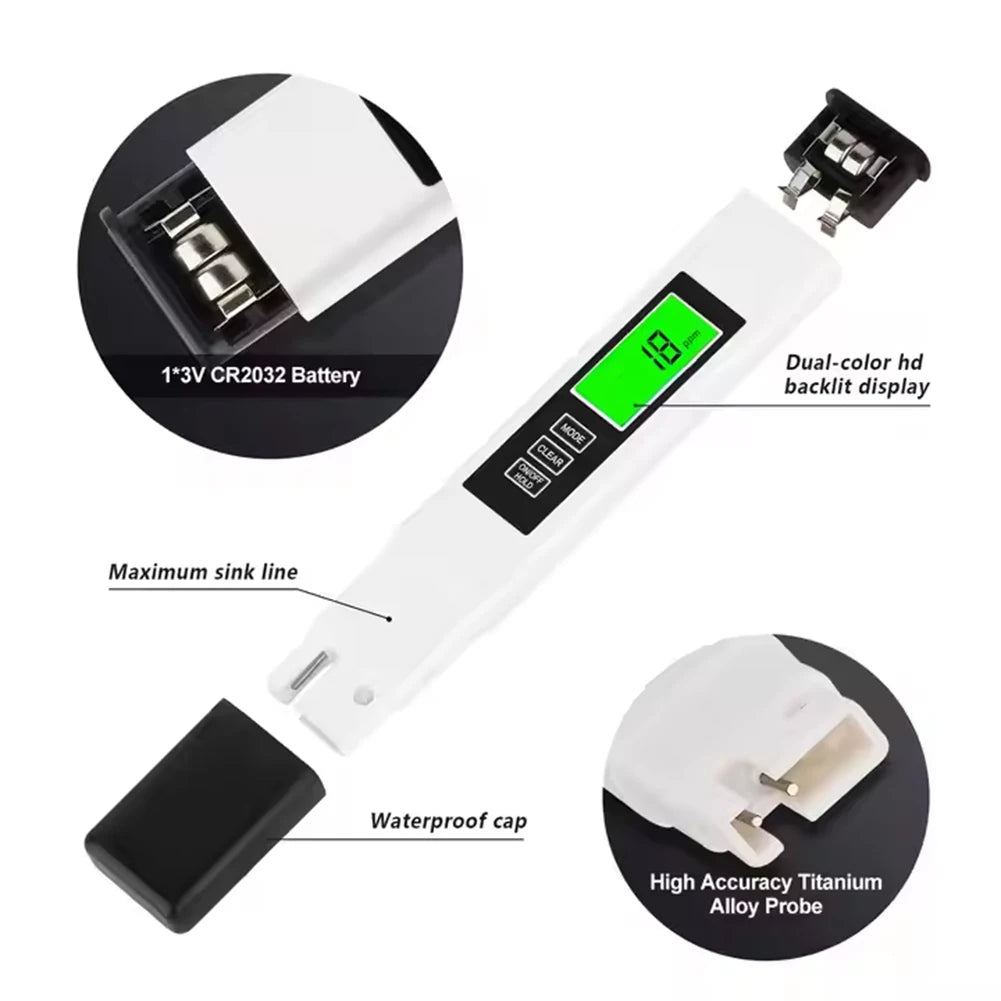 4 in 1 Digital Water Quality Tester TDS Meter EC Meter & Temperature Meter for Drinking Water Hydroponics Aquarium Swimming Pool