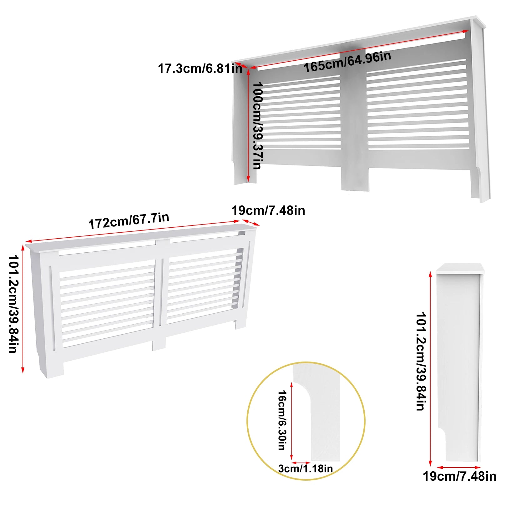 Wood Radiator Cover Cabinet White Horizontal Slat Heater Covers Modern Tall Radiator Shelf