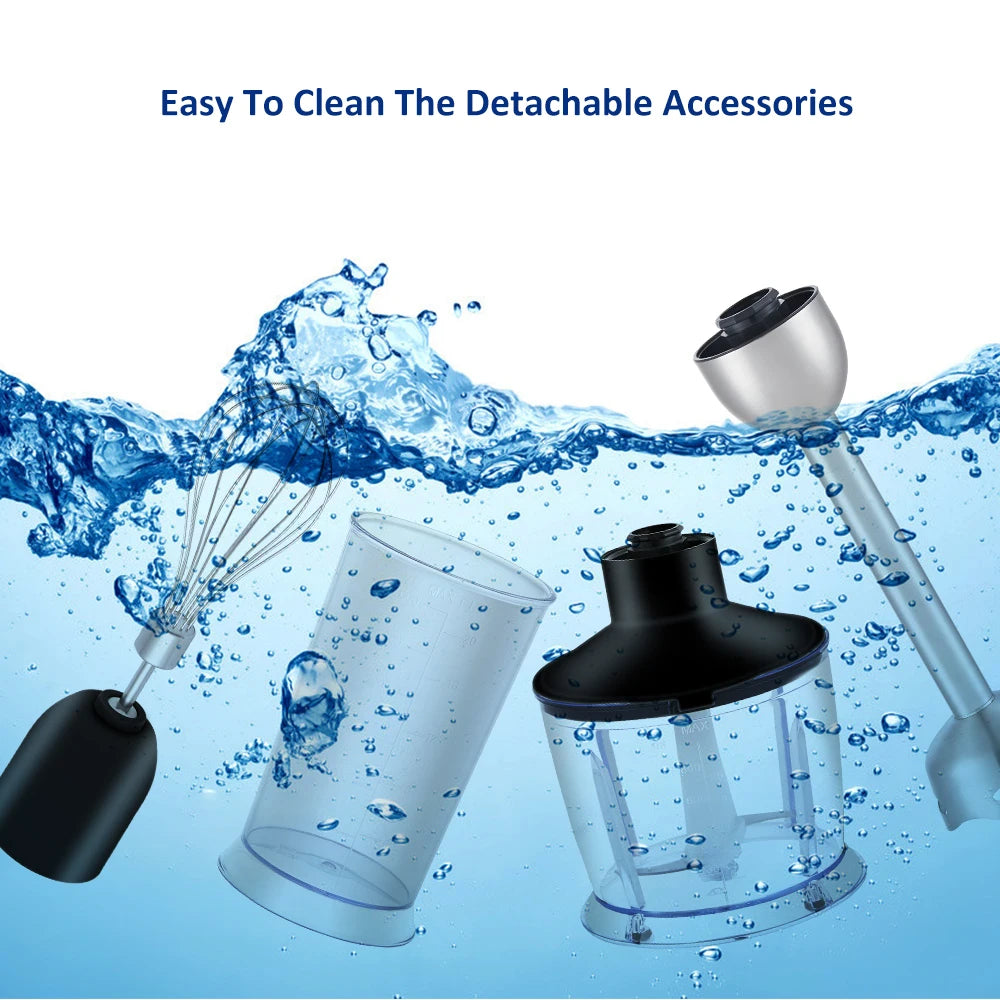 BioloMix 1200W 5-in-1 Immersion Hand Stick Blender Mixer Vegetable Meat Grinder 800ml Chopper Whisk 600ml Smoothie Cup