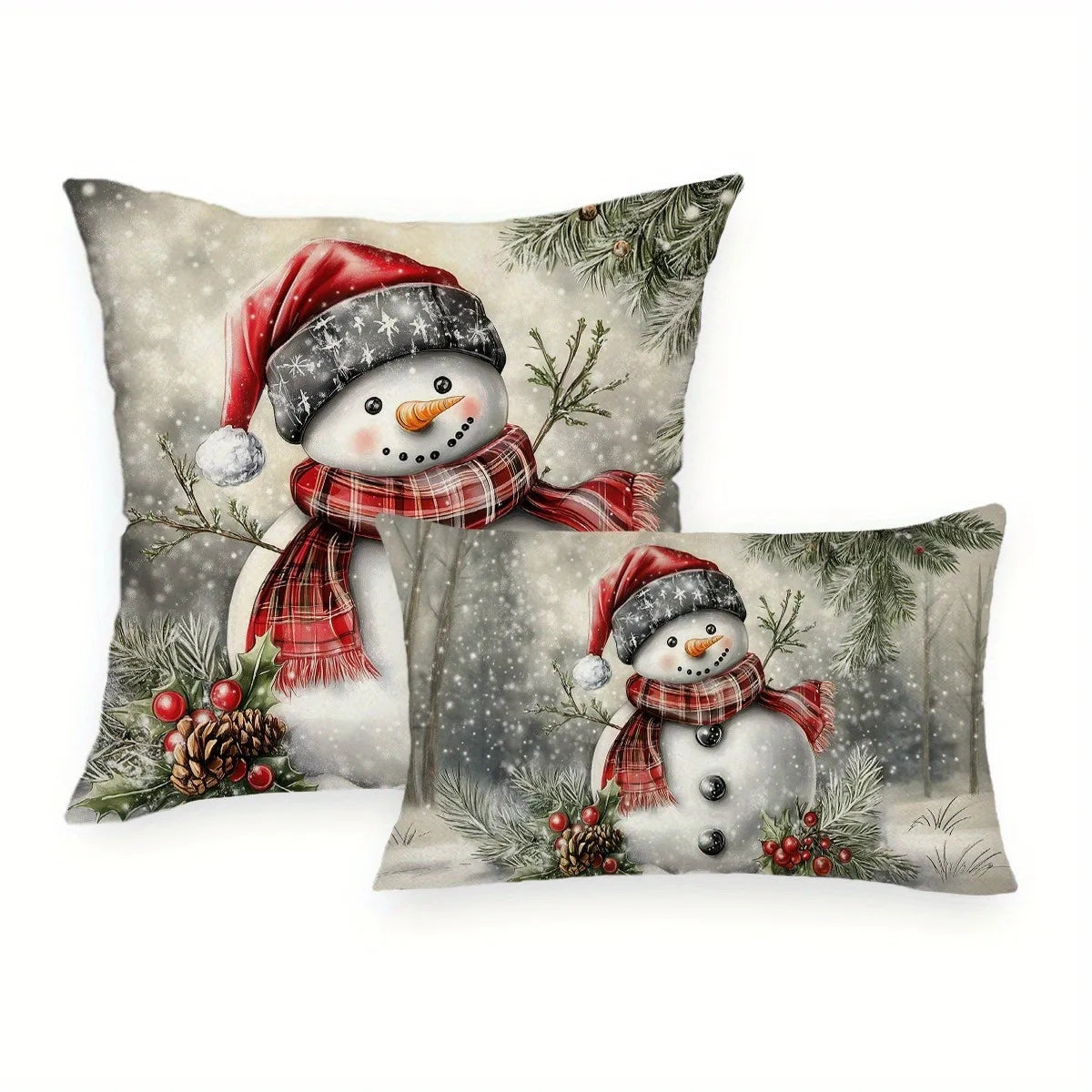 Snowman-Printed Christmas Pillowcases: Festive Decor for Your Holiday Home Sofa cushion cover, New Year home decoration