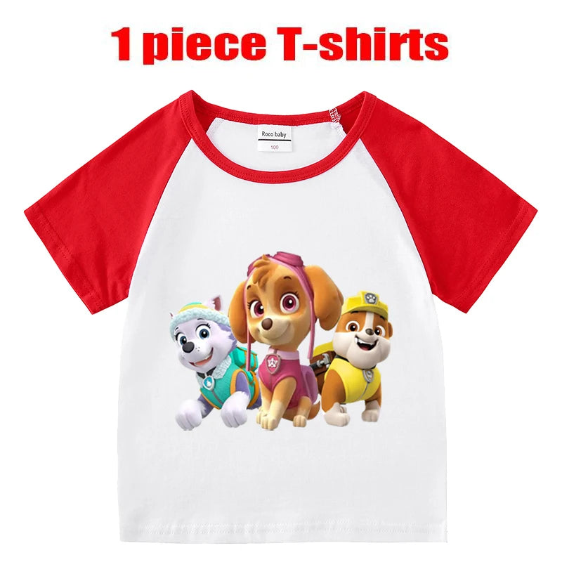 Children's PAW Patrol T-Shirt Kids Clothes Boys Girls Summer Cartoon Tops Short Sleeve Clothes 100% Cotton Baby Clothing