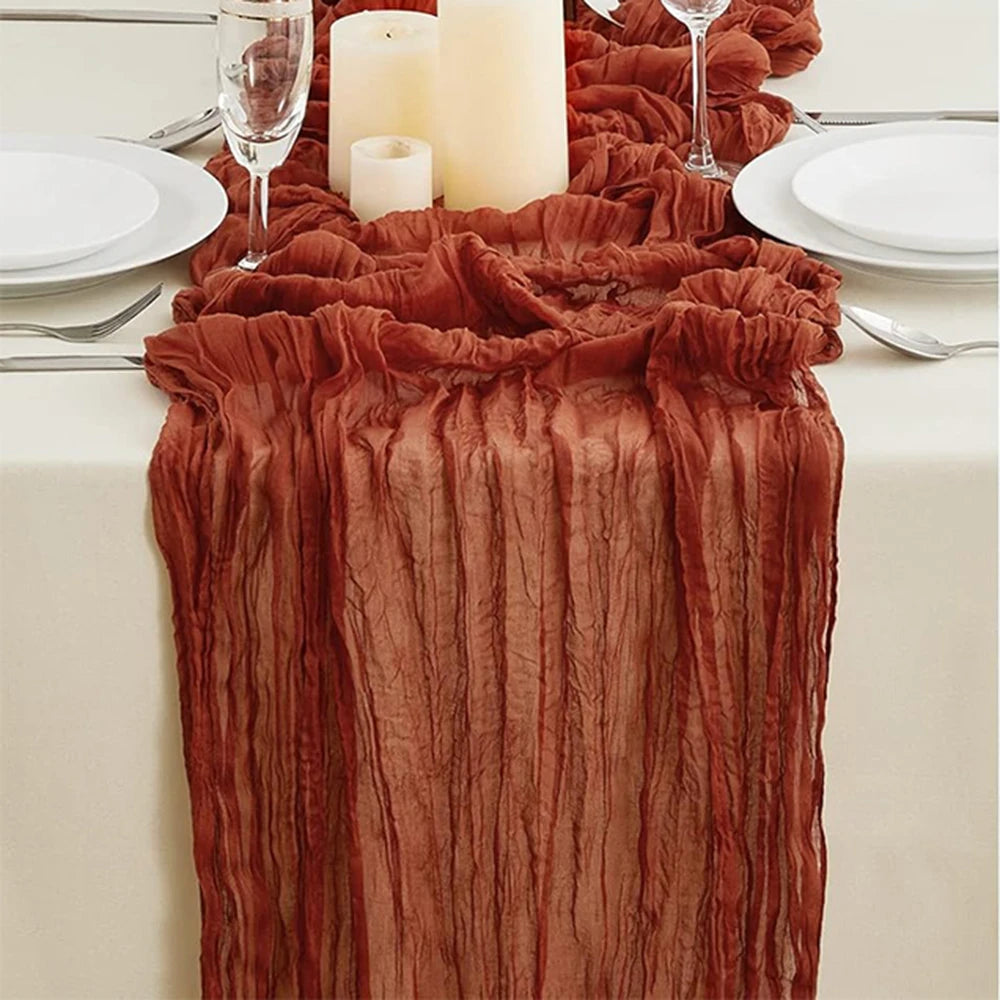 Burgundy Table Runner Cheesecloth Gauze Rustic Boho Cheese Cloth Table Runner Wedding Bridal Shower Birthday Party Decorations