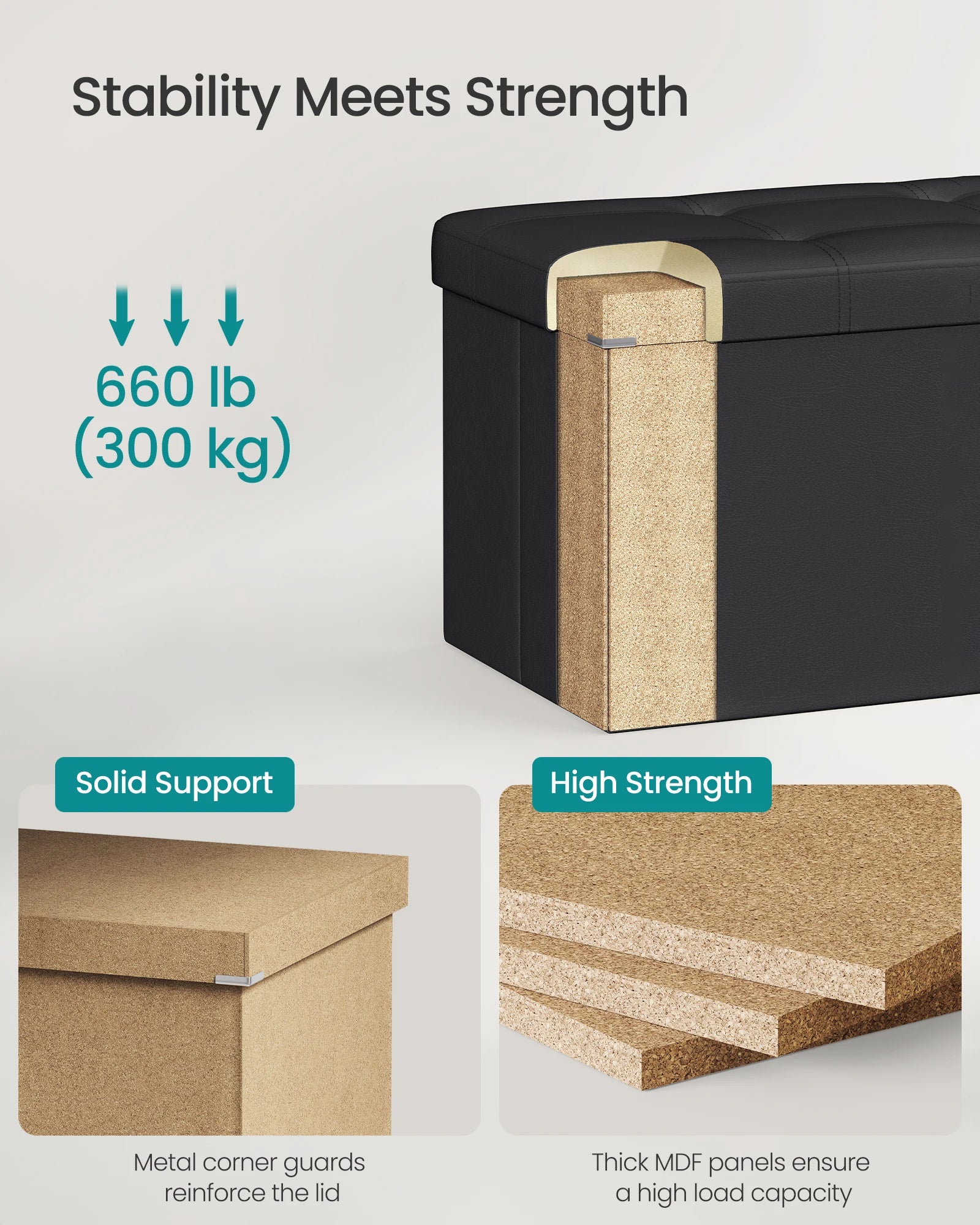 Bly GMICS 43-Banc de Rangement Pliant pour Bateau, Coffre de Rangement, Repose-Pieds, Table Basse, Siège Rembourré, Faux Cuir