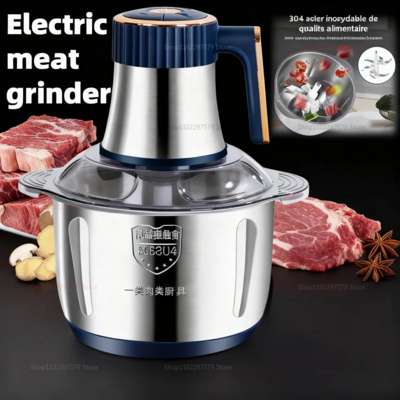 Electric Meat Grinder 304 Stainless Steel Food Processor Multi-Function Vegetable Mincer Baby Food Blender Kitchen Appliance