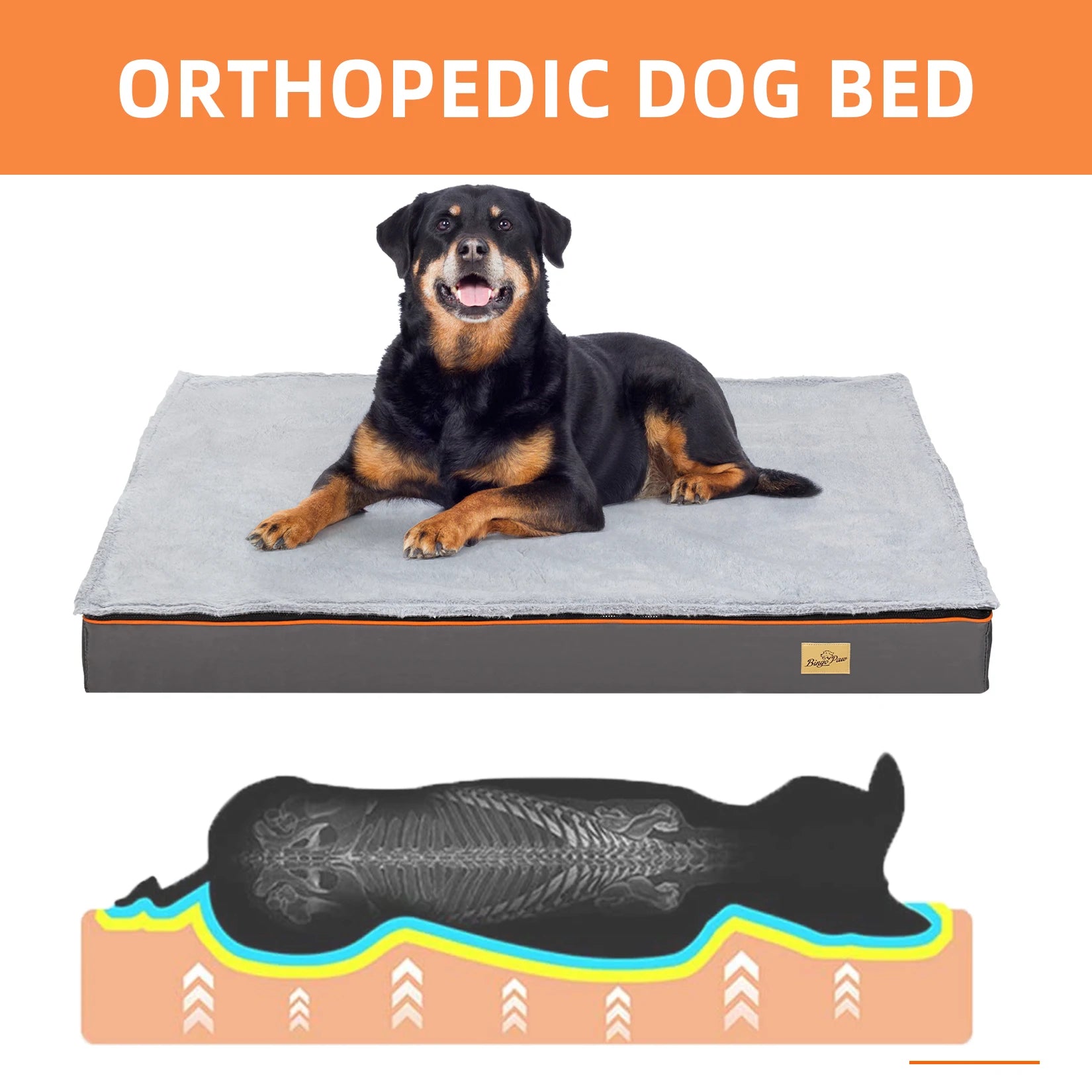 Dog Pet Bed Large Padded Orthopedic Dog Bed Foam Cushion Pets Pillow Bed with Washable Cover