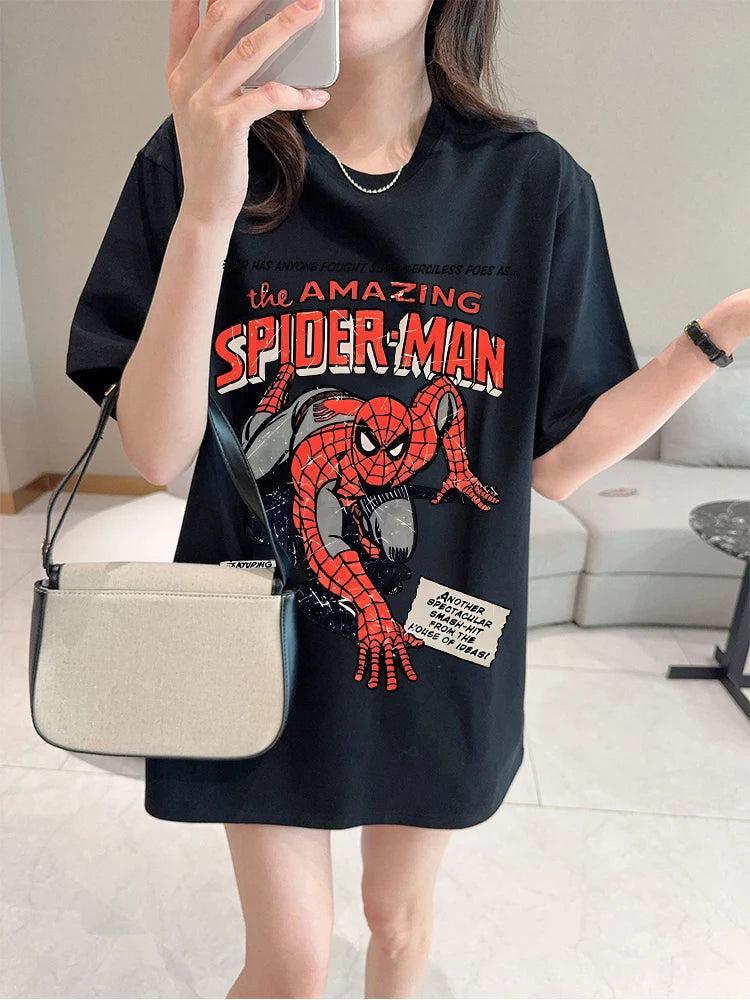Marvels Spidermans Women Men T Shirt Fashion Printed Summer Clothes Marvels Anime Cartoon Tee Shirt Short Sleeve Tops