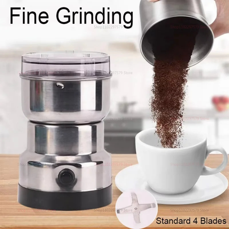 Electric Coffee Spice Pepper Grain Grinder 4-Blade Mini Portable 300ml Ultra-Fine Food Processor for Kitchen Home Brewing