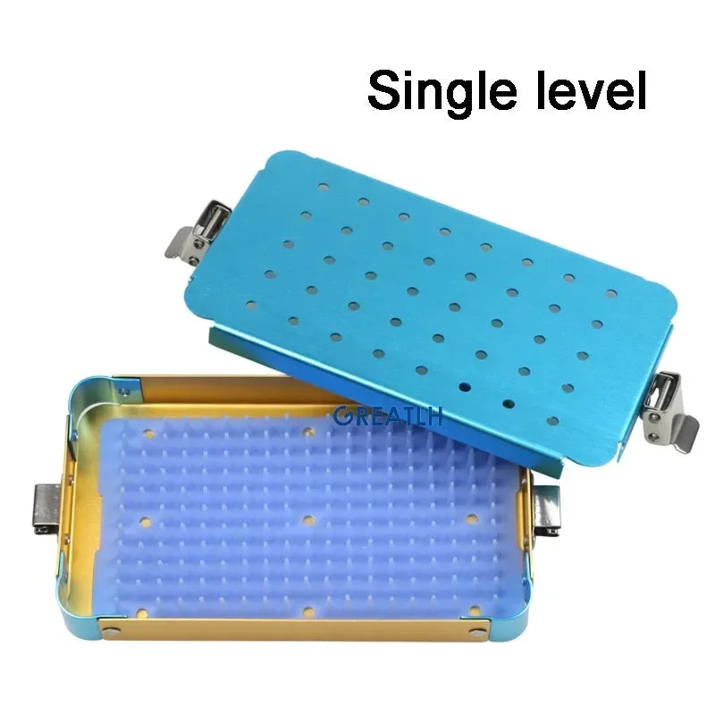 Disinfection Box Sterilization Tray Box Case with Silicone Pad Autoclavable Box