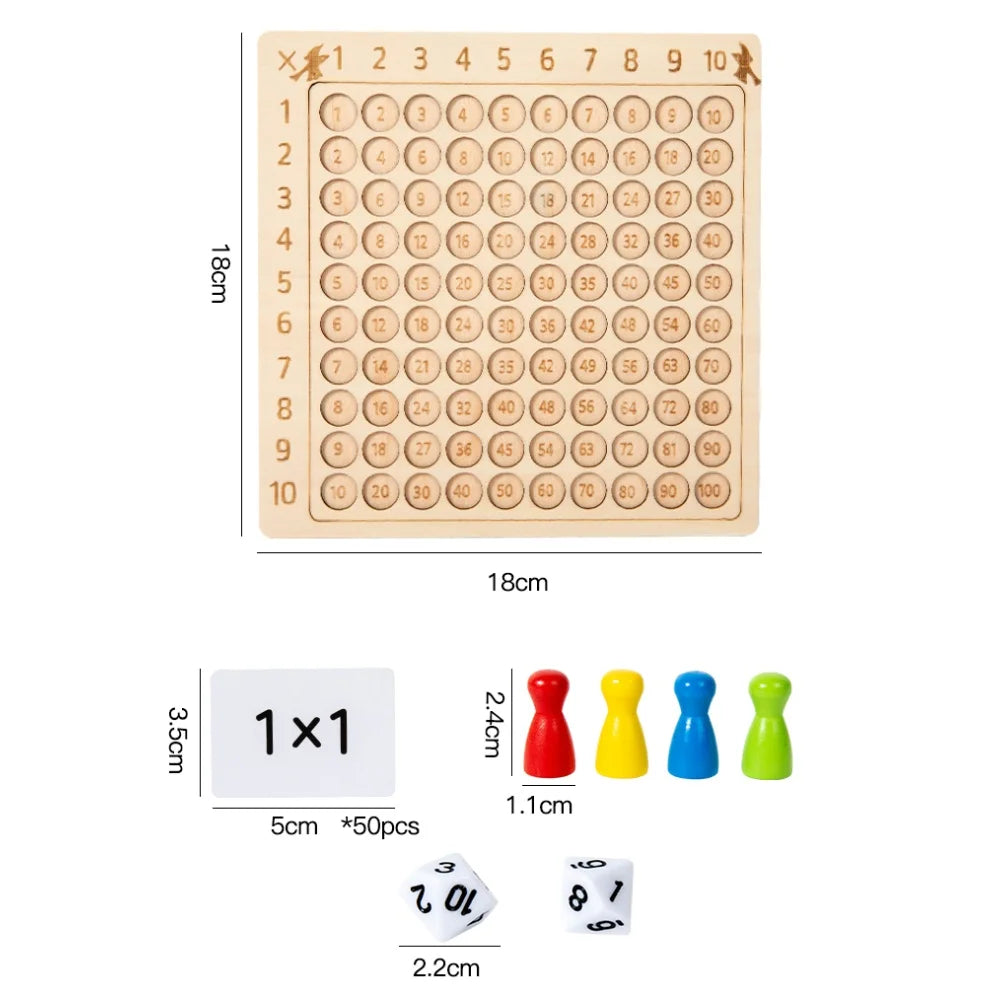 99 Multiplication Board Game Wooden Montessori  Kids Learning Educational Toys Math Counting Hundred Board Interactive Thinking