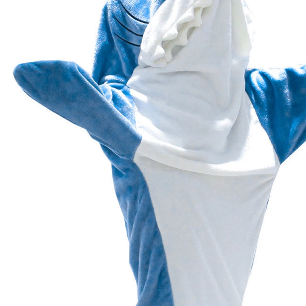Shark Blanket Cartoon Sleeping Bag Shark Onesie Sleeping Bag Pajama Hooded Warm Flannel Funny Homewear Winter Warm Blanket