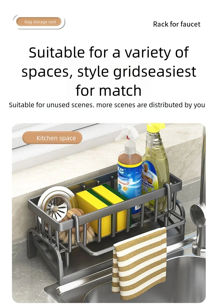 Tap Mounted Shelf for Home Kitchen Accessories Kitchen Spice Storage Shelf with Drainage Rack Installation Sink Organizer