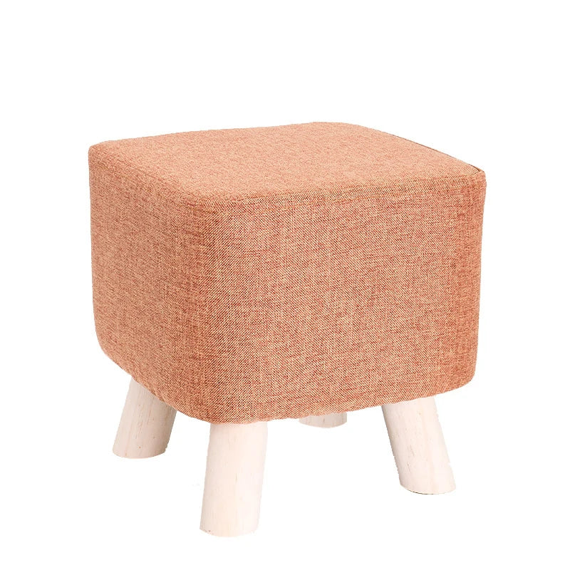 Elastic Footstool Cover Cotton Linen Stretch Sofa Protector Ottoman Slipcover Washable Ottoman Pouffe Foot Rest Stool Covers
