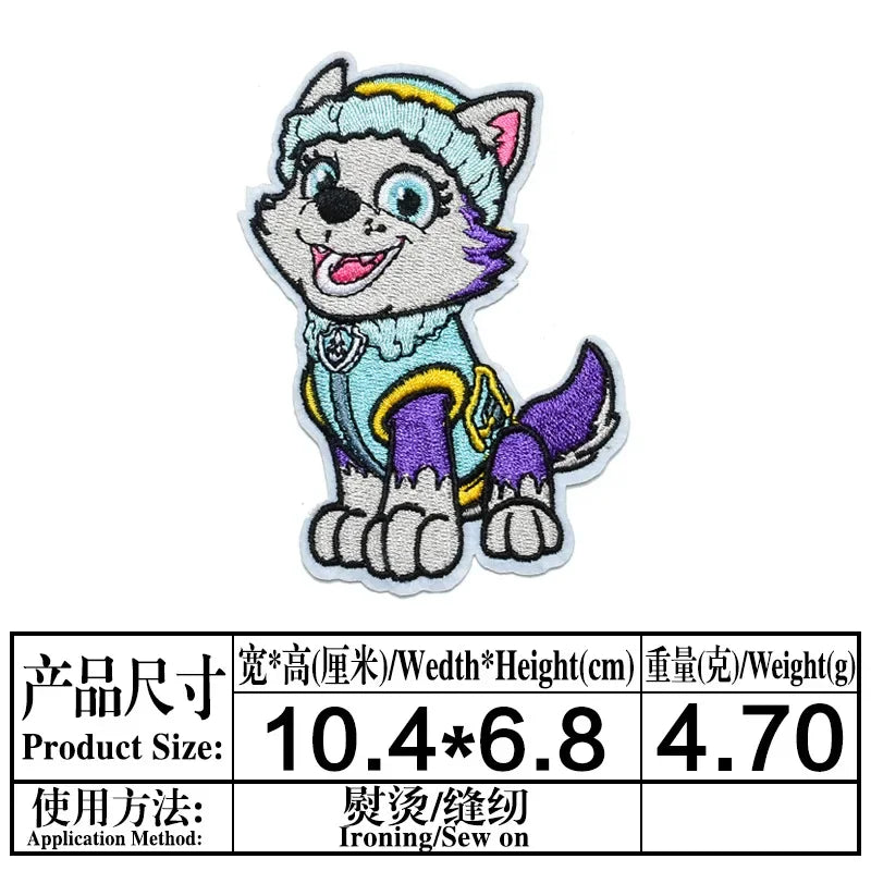 Paw Patrol Cartoon Dogs Patches for Clothing Cute Self-Adhesive Patch Iron on Embroidery Patches on Clothes Applique Fabrics