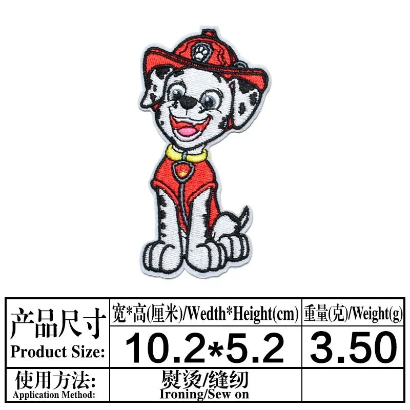 Paw Patrol Cartoon Dogs Patches for Clothing Cute Self-Adhesive Patch Iron on Embroidery Patches on Clothes Applique Fabrics