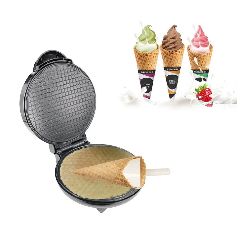 Electric Egg Roll Maker DIY Ice Cream Cone Machine Crispy Omelet Mold Crepe Baking Pan Waffle Pancake Pie Frying Grill Iron