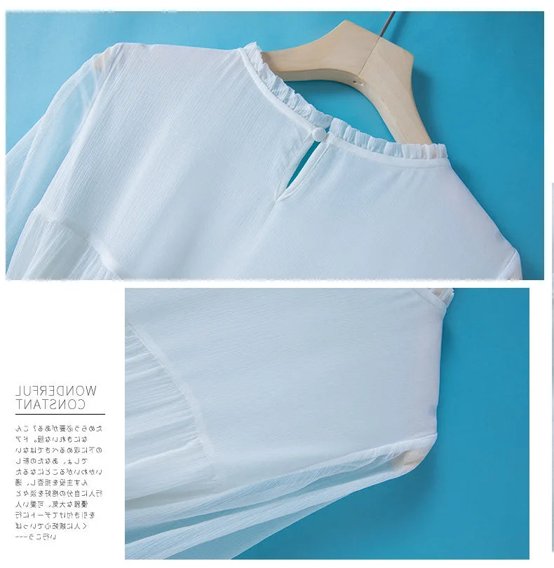 Winsleter, 100%Real Silk Elegant Dresses, Women Half Sleeve ONeck Ruched, Beach Vacation OL Dress, 2024 Summer Autumn D46910QM