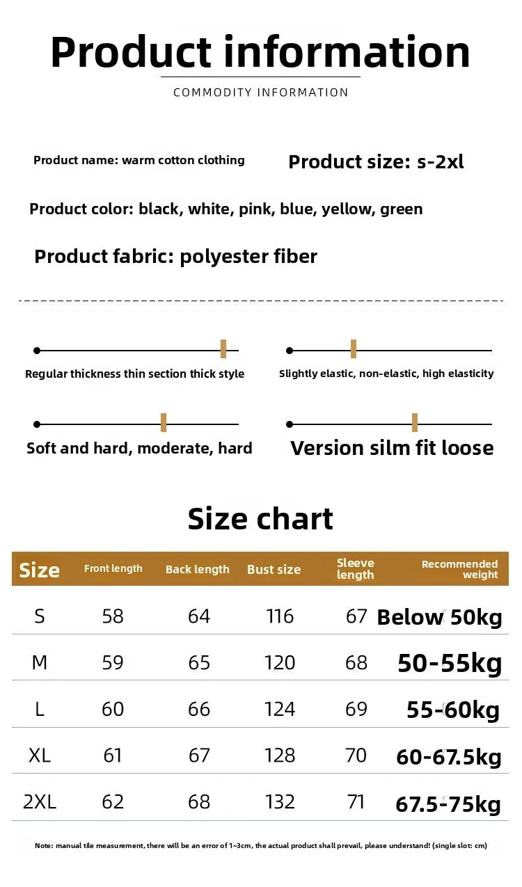 Women's down Cotton Jacket Short Winter Thickened Bread Style Loose Fit Warm Outerwear Korean Version Student Coat