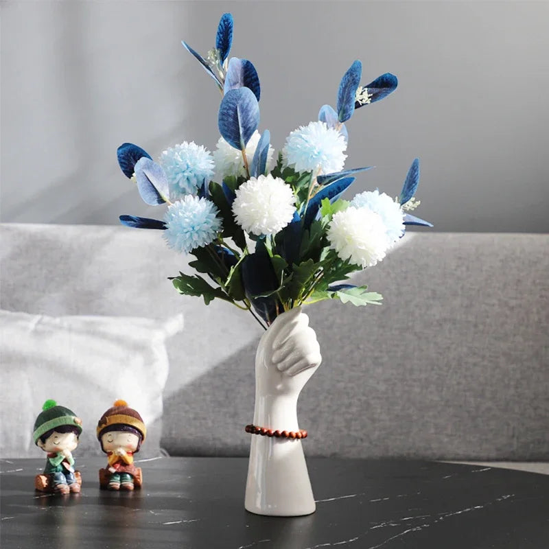 Ceramics Vase Hand Vase Flowers Arrangement Modern Home Office Decor Creative Plant Flower Vase Desktop Decoration Ornaments