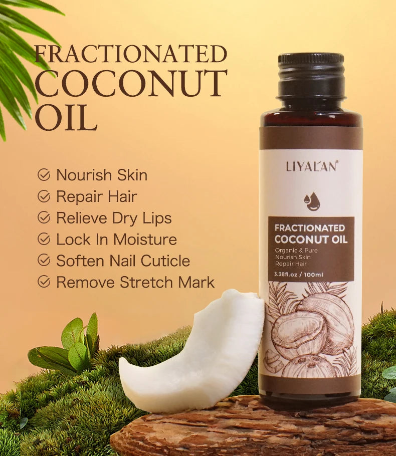 100ml Fractionated Coconut Oil Nourish Skin Repair Hair Organic Pure Carrier Oil Hair Care