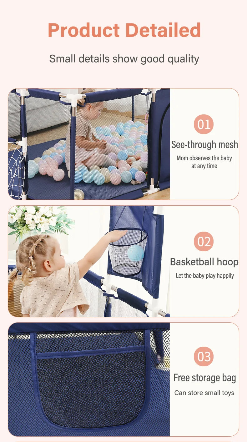 PANGDUBE Baby Playground Playpen for Baby and Toddlers Thicken Steel Pipes & Cloth Baby Fence Play Park Baby Activity Fence