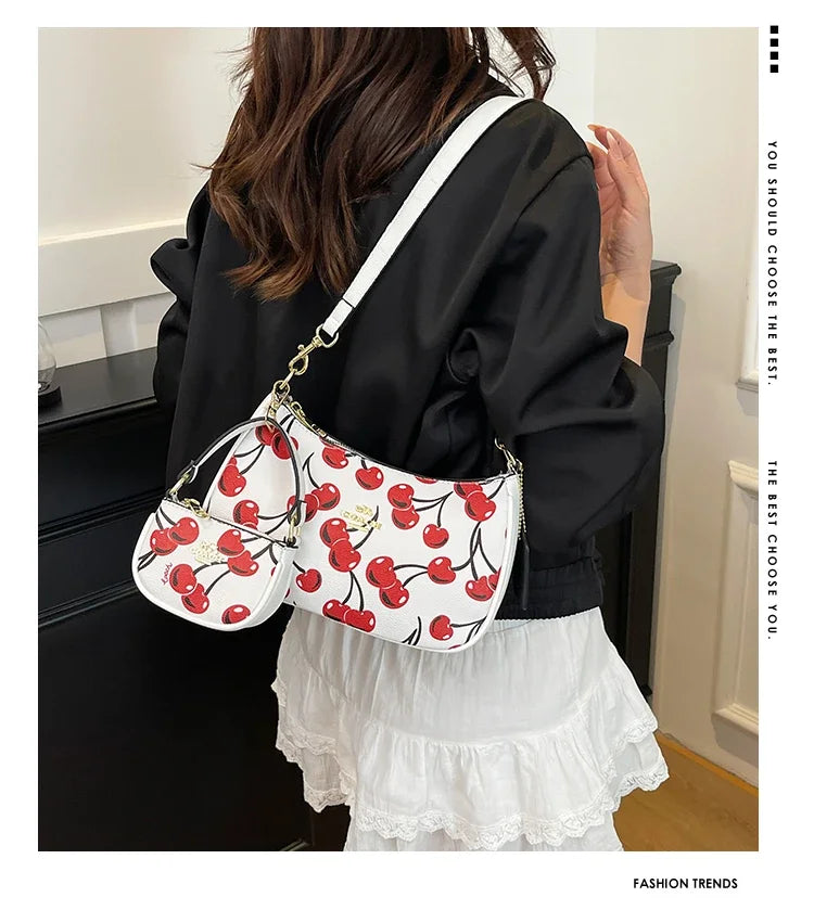 2025 Latest! Modern Vintage Cherry Crossbody - Mahjong - Style Chain Bag, Shoulder/Underarm Design, Women's Light Luxury