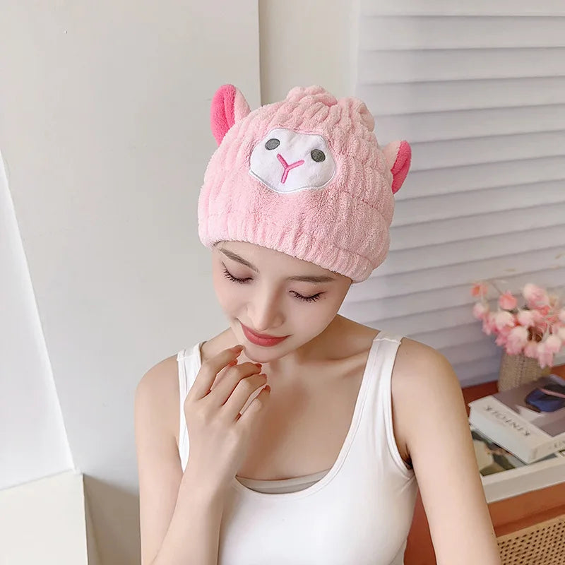 Dry Hair Hat Children Coral Velvet Cartoon Shower Cap Rabbit Ear Dry Hair Hat Wholesale Adult Female Dry Hair Towel