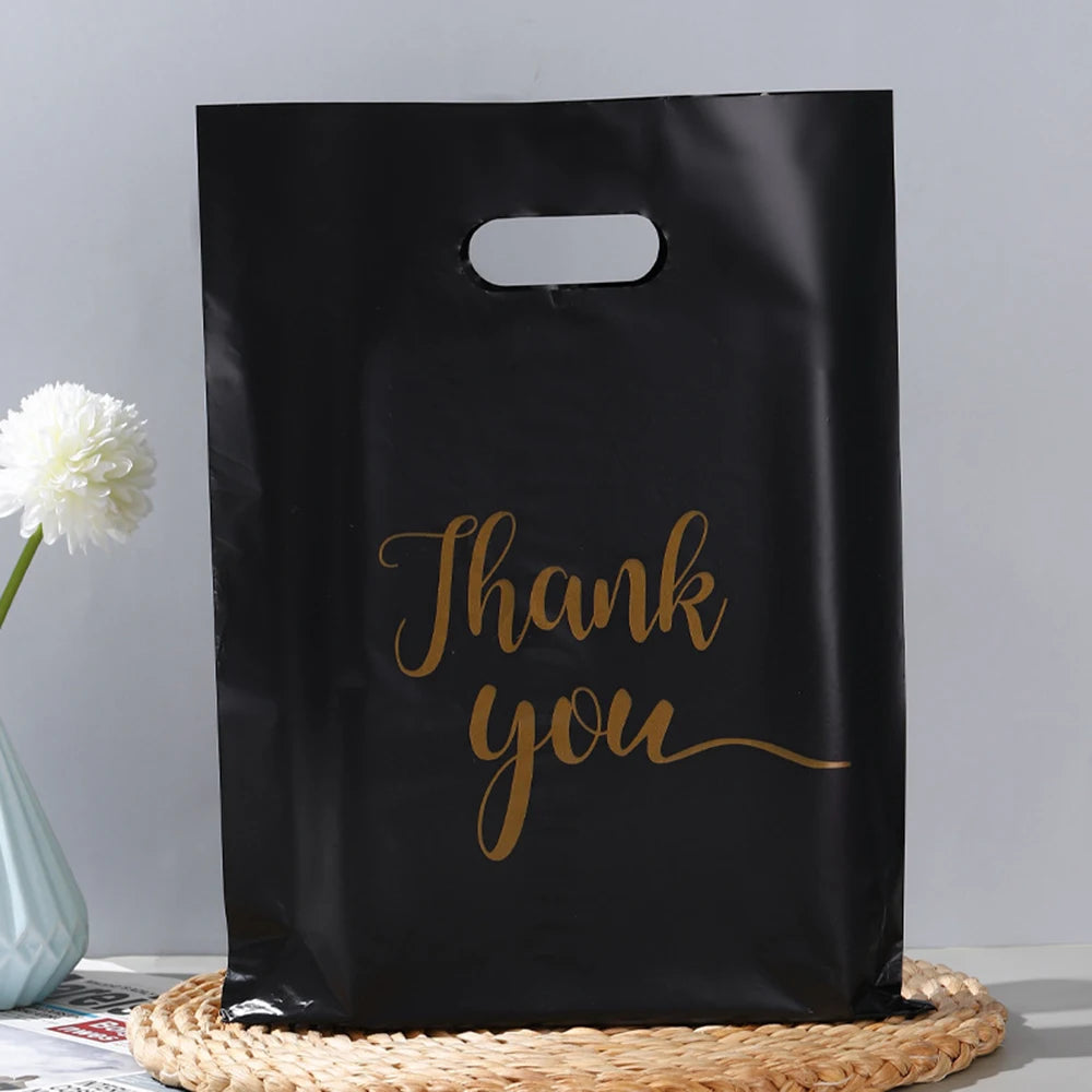 10/20/30pcs Thank You Gift Packaging Bags Plastic Shopping Bags with Handle Small Business Stores Wedding Birthday Wrap Gift Bag